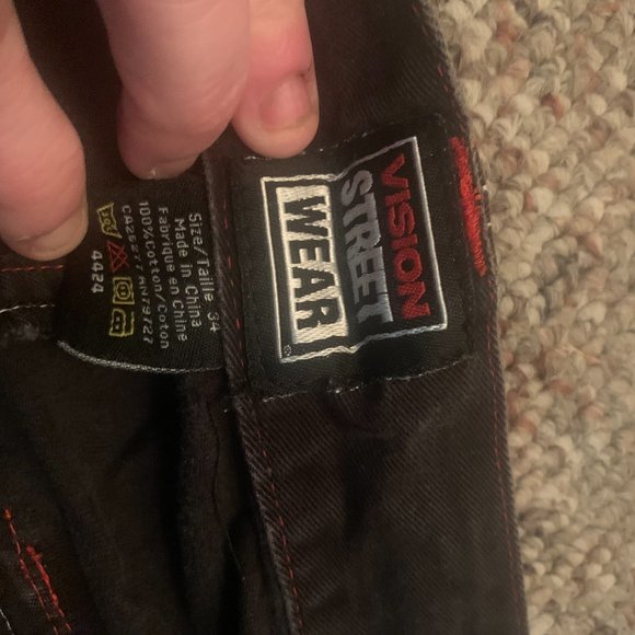 vision street wear size 34 goth punk pants, pre loved cotton denim - Picture 2 of 4